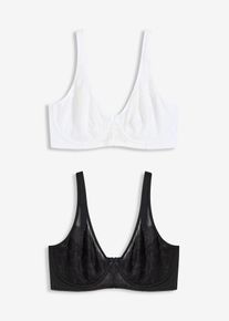 Minimizer-BH med vadderade axelband (2-pack) - vit - storlek 75C - bonprix