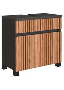 Xora Waschbeckenunterschrank , Graphitfarben, Schwarz, Eiche Wotan , Holzwerkstoff , Streifen , 60x54x35 cm , Made in Germany , stehend, hängend , Badezimmer, Badmöbel, Waschbeckenunterschränke