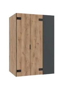 Mid.you Eckkleiderschrank , Graphitfarben, Eichefarben , Metall , 9 Fächer , 135.2x197x97 cm , BQ - Bündnis für Qualität, Made in Germany, DIN EN ISO 9001 , Schlafzimmer, Kleiderschränke, Eckschränke