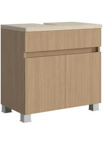 Xora Waschbeckenunterschrank , Eichefarben, Sandfarben , Holzwerkstoff , Schichtholz , 60x54x35 cm , Made in Germany , stehend, hängend , Holzmöbel, Holzschränke, Waschbeckenunterschränke Holz