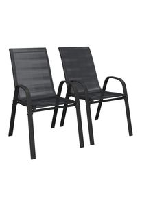 Ambia Garden Gartensessel-Set , Schwarz , Metall, Textil , U-Form , 54x90x72 cm , stapelbar , Gartenmöbel, Gartensessel, Gartenstühle