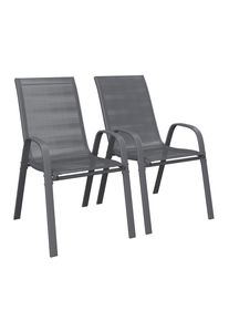 Ambia Garden Gartensessel-Set , Anthrazit , Metall, Textil , U-Form , 54x90x72 cm , stapelbar , Gartenmöbel, Gartensessel, Gartenstühle
