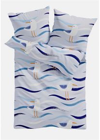 Parure de lit avec mouettes - bleu - taille 135x200 cm avec coton - bonprix