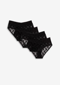 Lot de 4 culottes en dentelle avec fronces - noir - taille 50/52 (XL) - bonprix