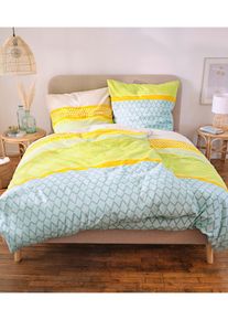 Parure de lit avec rayures - bleu - taille 135x200 cm - 100% coton - bonprix