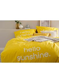Parure de lit avec inscription - jaune - taille 135x200 cm avec coton - bonprix