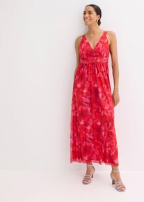 Robe longue en doux mesh imprimé - rouge - taille 50/52 (XL) - bonprix