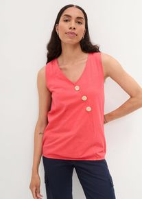 Top en coton style cache-cœur à base élastiquée - rouge - taille 54/56 (XXL) - 100% coton - bonprix