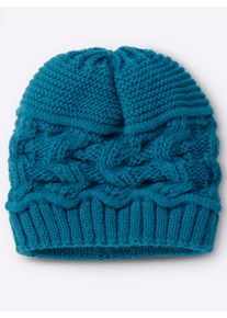Dames Gebreide muts in petrol ,maat 0, WITT, 85% Polyacryl, 15% Polyamide