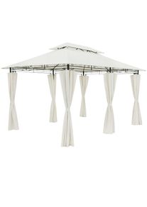 Casaria Pérgola jardín Topas metal crema 3x4m paneles laterales