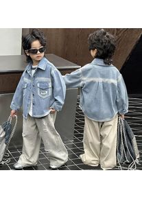 Spring Autumn Fashion Baby Boy Denim Jacket with Front Pocket Infant Child Casual Jeans Coat Outfit Kids Cool Streetwear Clothes