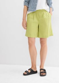 Bermuda in misto lino e cotone, Verde, Taglia 48, bonprix
