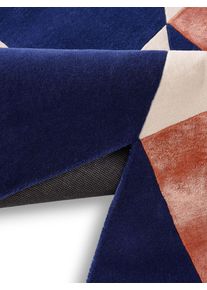 Cubes Bleu/Orange 160x230 cm - Tapis poil court design moderne pour salon