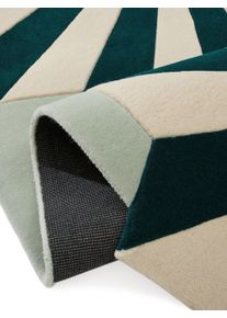 benuta Finest Dywan Pli zielony 160x230 cm Wełna Abstrakcyjny,Geometryczny,Structure