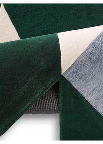 Cubes Bleu/Vert 160x230 cm - Tapis poil court design moderne pour salon