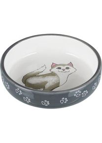 Trixie Bowl, flat, cat/paws, ceramic, 0.3 l/ř 15 cm, grey/white