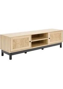 Mid.you Lowboard , Naturfarben, Schwarz , Metall , Kiefer , 3 Fächer , 160x45x39 cm , Fsc , Holzmöbel, Wohnwände Holz, Lowboards Holz