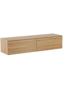 Livetastic Lowboard , Naturfarben , Holz , Pappel,Pappel,Pappel , furniert , 2 Schubladen , 160x35x45 cm , hängend , Holzmöbel, Wohnwände Holz, Lowboards Holz