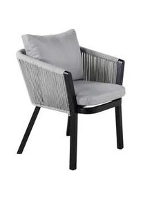 Gardenson Gartenstuhl-Set , Grau, Schwarz , Metall, Textil , eckig , 60x73x62.5 cm , Gartenmöbel, Gartensessel, Gartenstühle