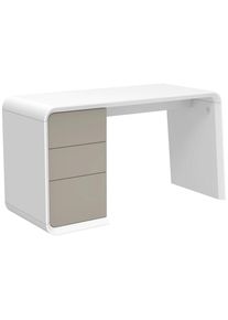 Mid.you Schreibtisch , Weiß, Taupe , Holzwerkstoff , 3 Schubladen , rechteckig , Wange , 140x76x55 cm , Bsci , Stauraum , Büromöbel, Schreibtische,