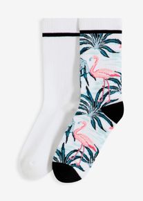 bonprix Mujer, Calcetines deportivos con algodón orgánico y felpa en la suela (2 pares), blanco, 43-46