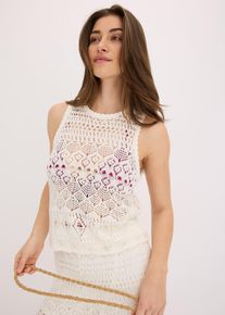 bonprix Női Kötött top lyukacsos kötésmintával, fehér, 48/50