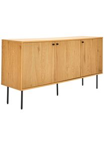 CARRYHOME Sideboard , Schwarz, Eichefarben , Metall , 3 Fächer , 150x75x40 cm , Typenauswahl, Beimöbel erhältlich, stehend , Kleinmöbel, Kommoden,