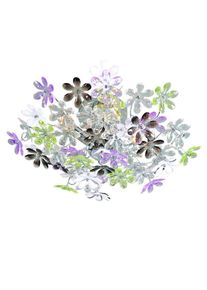 Trio Krómozott mennyezeti lámpa többszínű műanyag virágokkal 56 cm - Fiore