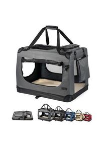 Lionto Hundetransportbox - faltbar - grau S