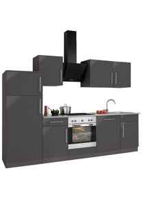 Wiho-Küchen Wiho Küchen Küchenzeile »Cali«, Mit E-Geräten, Breite 280 Cm grau, Größe B: 280 cm B: 280 cm made_in_germany, Mit 28 mm starker Arbeitsplatte