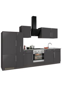 Wiho-Küchen Wiho Küchen Küchenzeile »Cali«, Mit E-Geräten, Breite 310 Cm grau, Größe B: 310 cm B: 310 cm made_in_germany, Mit 28 mm starker Arbeitsplatte