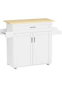 Mid.you Servierwagen , Weiß, Honigeiche , Metall , 1 Schubladen , rechteckig , 114x89x39 cm , Stauraum , Esszimmer, Servierwagen