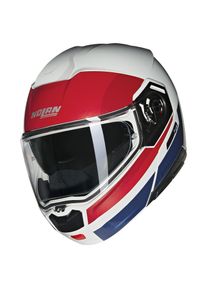 Nolan N90-3 N-Com Roboto 345 Motorradhelm (Weiß/Rot/Blau)