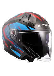 LS2 OF603 Infinity II Carbon Urus Motorradhelm (Blau/Rot/Carbon)