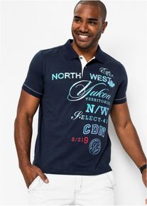 Jersey poloshirt korte mouw - blauw - maat 48/50 (M) - 100% katoen - bonprix