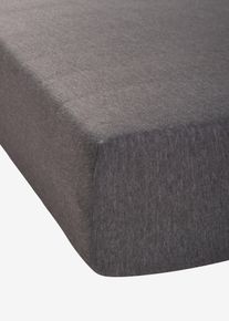 Hoeslaken in linnen look - grijs - maat 150x200 cm - met katoen - bonprix