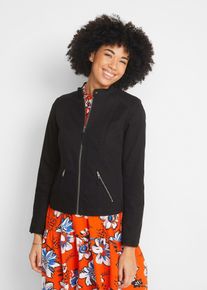Bikerjack met stretch inzetten opzij - zwart - maat 48 - imitatieleer - bonprix
