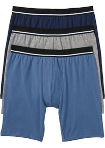 Lange boxer (set van 3) - blauw - maat 10 (4XL) - met katoen - bonprix