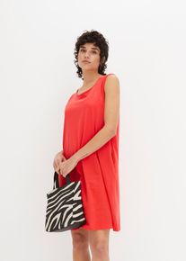 Korte jersey jurk in A-lijn mouwloos - rood - maat 40/42 (M) - viscose - bonprix