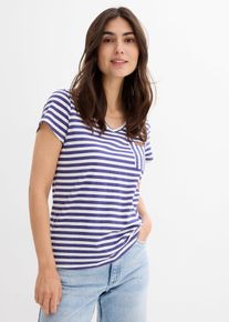 T-shirt gestreept - blauw - maat 36/38 (S) - 100% katoen - bonprix