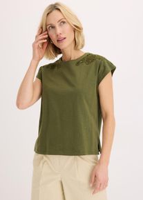 Shirt met kanten detail - groen - maat 56/58 (3XL) - met katoen - bonprix