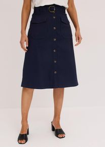Twill rok - blauw - maat 50 - met katoen - bonprix