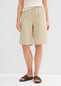 Bermuda met linnen en high waist comfortband - groen - maat 44 - linnen,viscose - bonprix