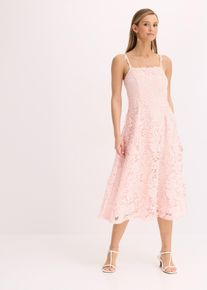 Kanten jurk met decoratieve bandjes - roze - maat 36 - bonprix