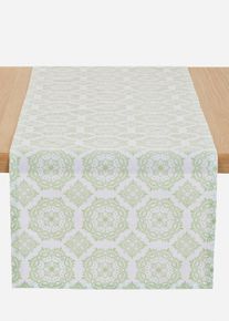 Tafelloper met ornamenten - groen - maat 160x40 cm - 100% katoen - bonprix