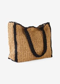 Strohshopper, beige, Größe 36x38 cm, Stroh/Strohoptik, bonprix