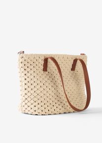 Makramee Handtasche - weiß - Größe 22x24 cm mit Baumwolle- bonprix