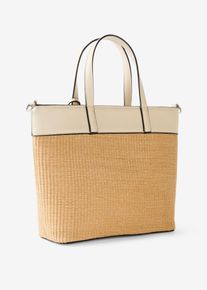 Shopper in Strohoptik - beige - Größe 25x28 cm - bonprix