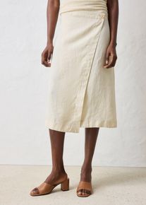 Wickelrock aus reinem Leinen, beige, Größe 48, Leinen, bonprix
