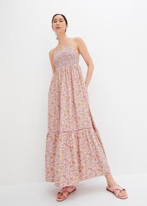 Maxikleid aus flie&szlig;ender Viskose, beige, Gr&ouml;&szlig;e 44, Viskose, bonprix